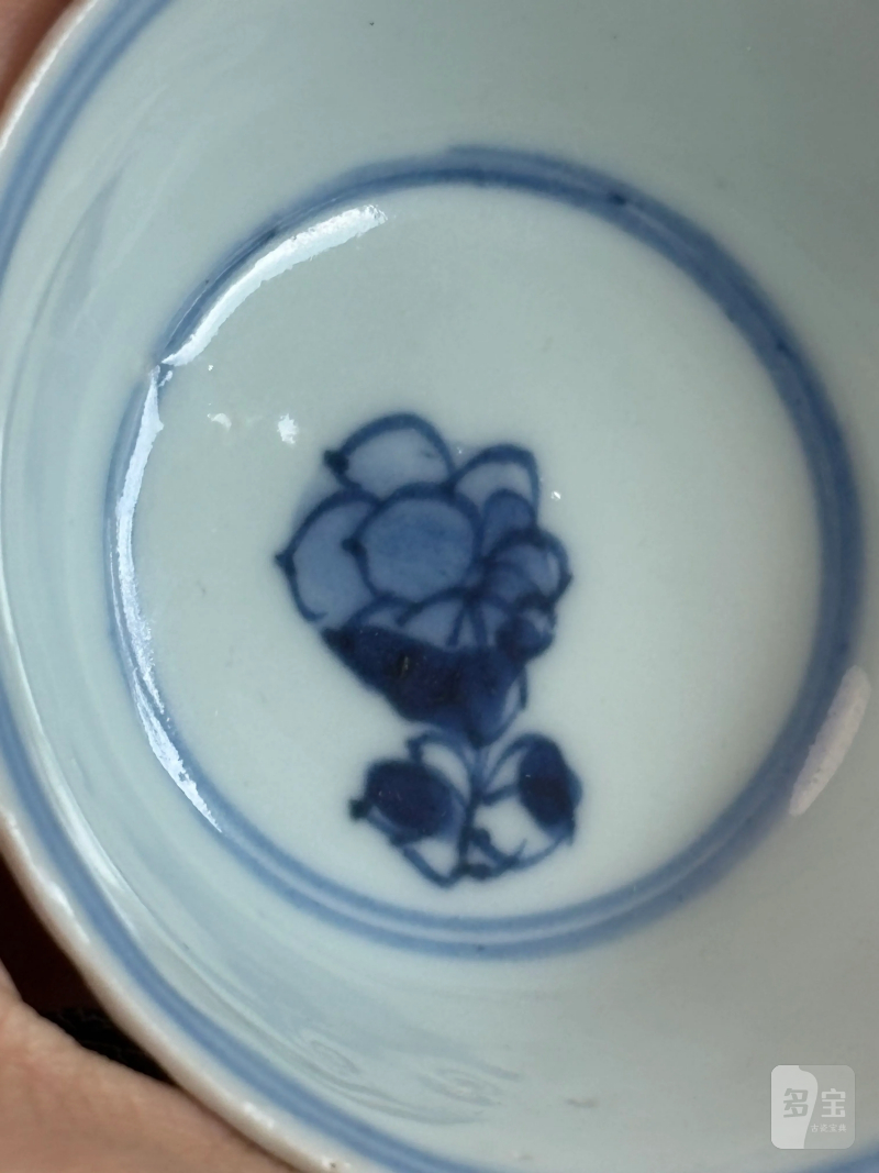 清康熙 青花花卉纹杯碟一套 - 图2